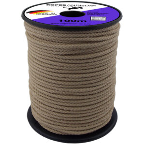 Polyesterseil PES Ø4mm – 8-fach geflochten, kernlos, 260 daN Bruchlast, dehnungsarm, Premium Qualität, in vielen Farben - Meterware (ohne Spule), Beige