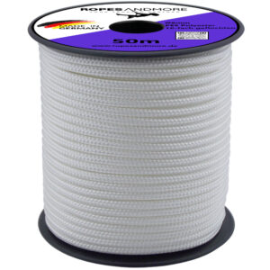 Polyesterseil PES Ø6mm – 16-fach geflochten mit Seilkern, 575 daN Bruchlast, dehnungsarm, Premium Qualität - Weiß, 50m