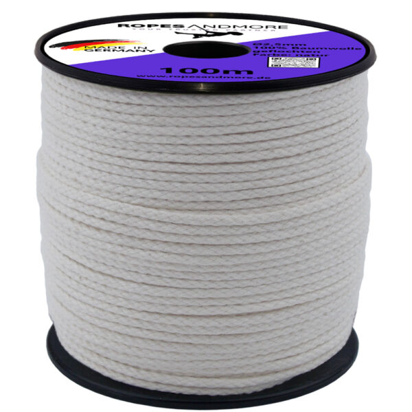 Baumwollseil Ø2,5mm 8-fach geflochten 100% Baumwolle 100m