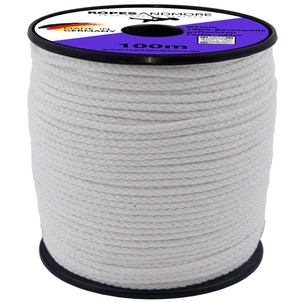 Baumwollseil Ø3mm 8-fach geflochten 100% Baumwolle