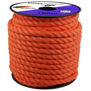 Polypropylenseil PP SPLIT Ø12mm 3-litzig gedreht 220m Orange/ Schwarz