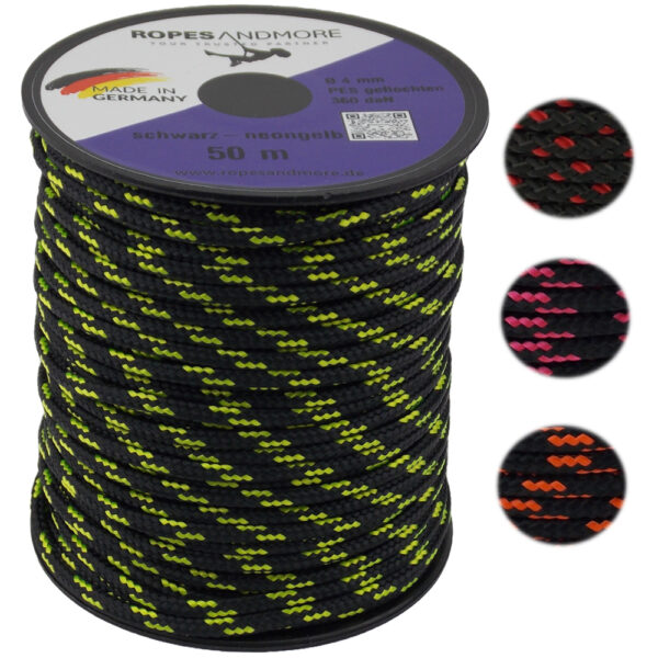 Abspannseil PES Polyesterseil Ø4 mm geflochtenes Spannseil Abspannen 50m/ 100m -verschiedene Farben