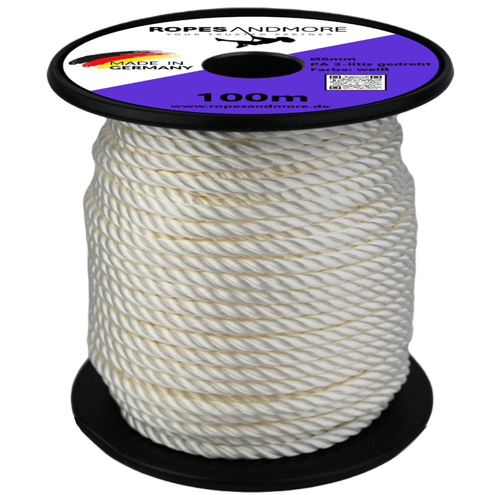 Polyamidseil PA Ø6mm 3-litzig gedreht Premium Qualität Made in Germany