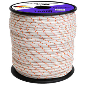 Polyesterseil PES Ø5mm 16-fach geflochten 490 daN Made in Germany Weiß-Orange