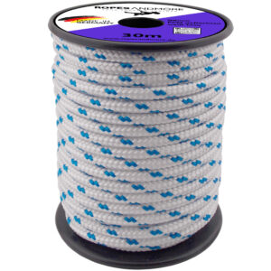 Polypropylenseile PPM Seil Ø8mm 16-fach geflochten Farbe Weiß/Blau