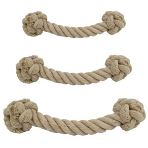 Hundeknochen aus geflochtenem Seil mit Knotenenden als robustes Hundespielzeug