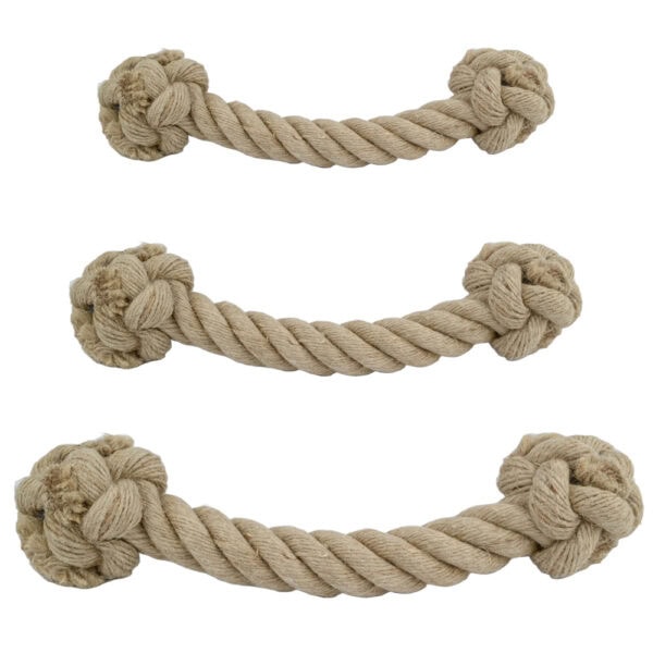 Hundeknochen aus geflochtenem Seil mit Knotenenden als robustes Hundespielzeug