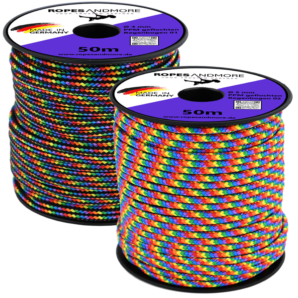 Polypropylenseile PPM Seil Ø3mm-5mm 16-fach geflochten Rainbow-Edition