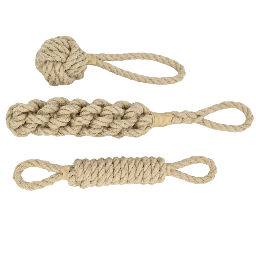 Hanfseil Hundespielzeug 3er Set – Natürlich & Robust | Zahnpflegend, Umweltfreundlich & Handmade by Alice