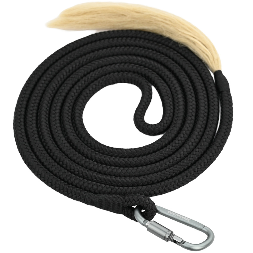 Führleine für Pferde 12 mm PP Seil Schwarz – 3 m, 5 m mit Karabiner – robust & wetterfest - Handmade by Alice