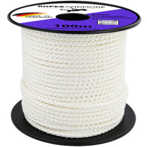 Spezialseil B1 Ø10mm – schwer entflammbar – 8-fach geflochtenes Polyesterseil – flammhemmend nach EN 13501-B1 – robust, abriebfest & UV-beständig – Ropes and More - Weiß, Meterware (Lfm.) ohne Spule