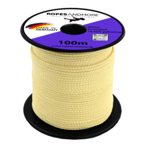 5 mm Aramidseil, 16-fach geflochten, Farbe Gelb, auf Spule, extrem reißfest, dehnungsarm und hitzebeständig, Made in Germany