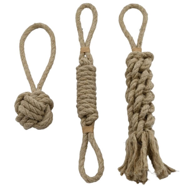 3er-Set Hanf-Hundespielzeug | Luna, Rex & Cesar | Robust & Öko