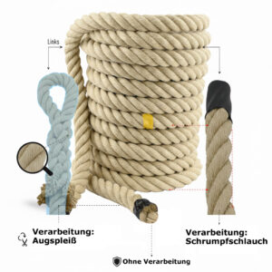 Polyhanfseil 36 mm – Individuell konfektionierbar mit Augspleiß (Meterware) | 1–210 m – Ropes and More
