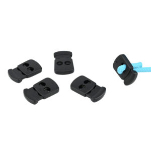 Kordelstopper 2-Loch Schwarz – 1 Stk., 6 Stk. oder 10 Stk. | Für PP-, Baumwoll- & Hanfseile