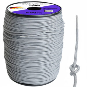 100 m Spule Dyneema Seil 3 mm in Silbergrau mit 16-fach geflochtenem Polyester-Mantel