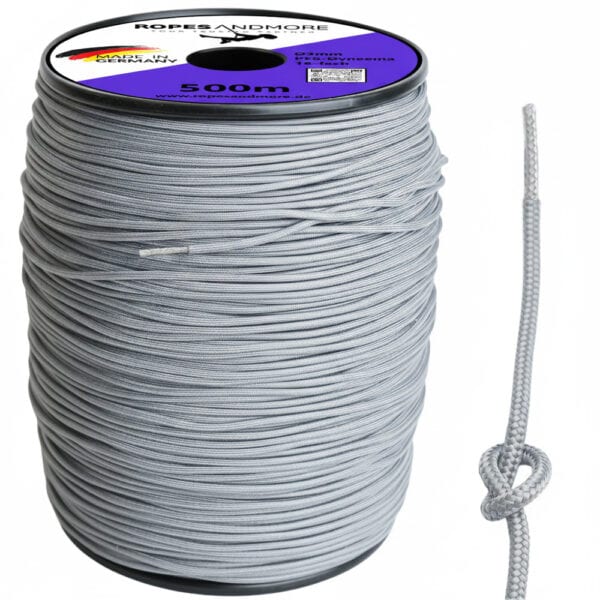 100 m Spule Dyneema Seil 3 mm in Silbergrau mit 16-fach geflochtenem Polyester-Mantel