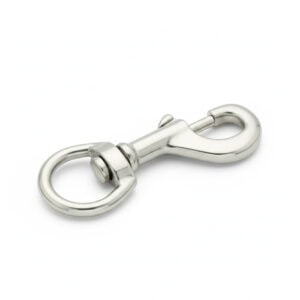 Großer vernickelter Bolzenkarabiner 120mm mit 25mm Auge und 250kg Bruchlast für Hunde- und Pferdeleinen.