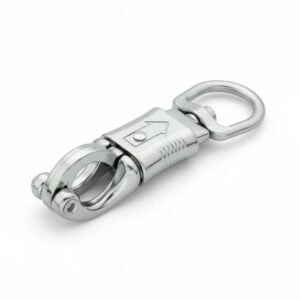 Massiver Panikhaken 12cm aus verchromter Zinklegierung für Pferde-Führstricke mit Notlöse-Mechanismus und 25mm Auge.