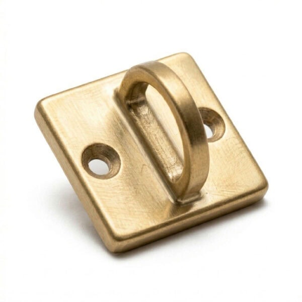 Quadratische Wandhalterung in Gold gebürstet für Handlaufseile und Kordeln.