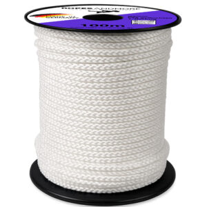 Weißes 6 mm Polyesterseil (PES), 1-flechtig, UV- und witterungsbeständig für Planen, Zelte und Outdoor-Anwendungen.