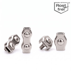 Edelstahl Simplexklemmen & Duplexklemmen V4A (2mm – 6mm) – Rostfreie Seilklemmen Flachklemme