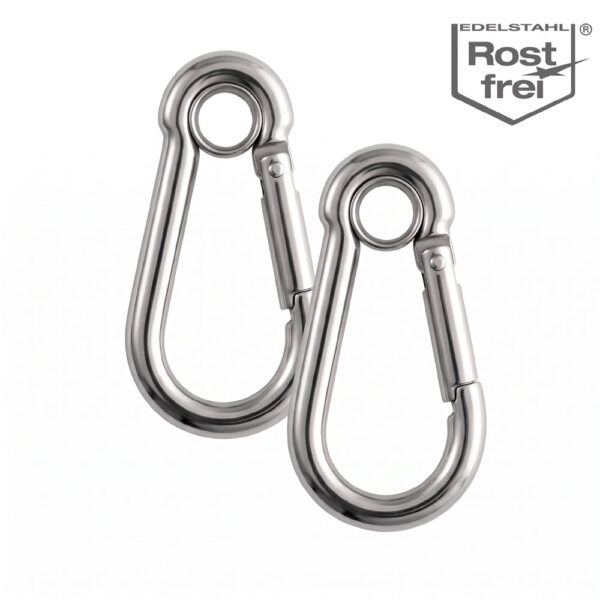 Karabinerhaken mit Öse Edelstahl V4A DIN 5299 8 x 80 mm – 230 kg Nutzlast
