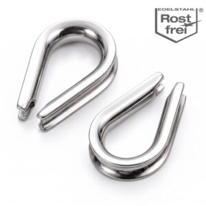 Hochwertige Edelstahl Kauschen DIN 6899 Form B aus V4A (4 – 10 mm Seil)