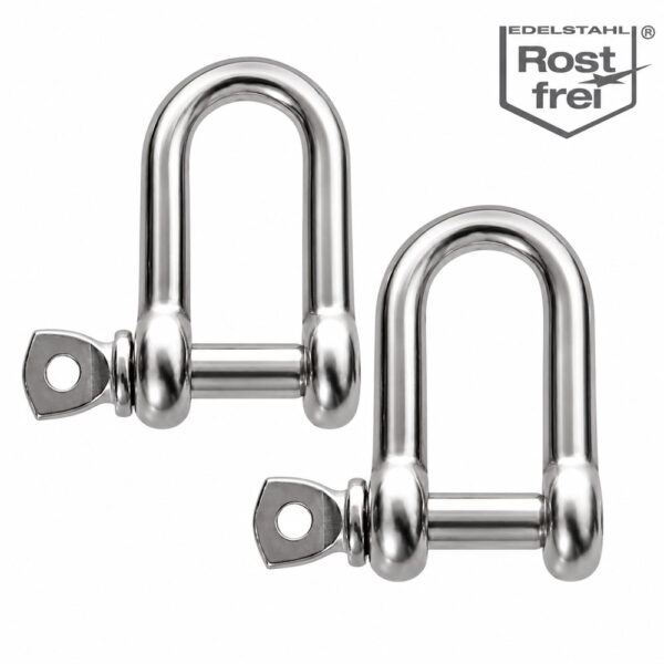Schäkel gerade aus V4A Edelstahl mit Augbolzen (M5 – M8)